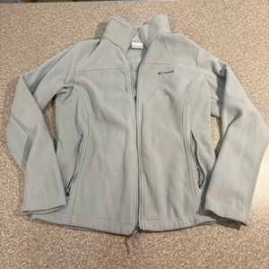 Columbia Light Gray/Sage Fleece Jacket Size Large